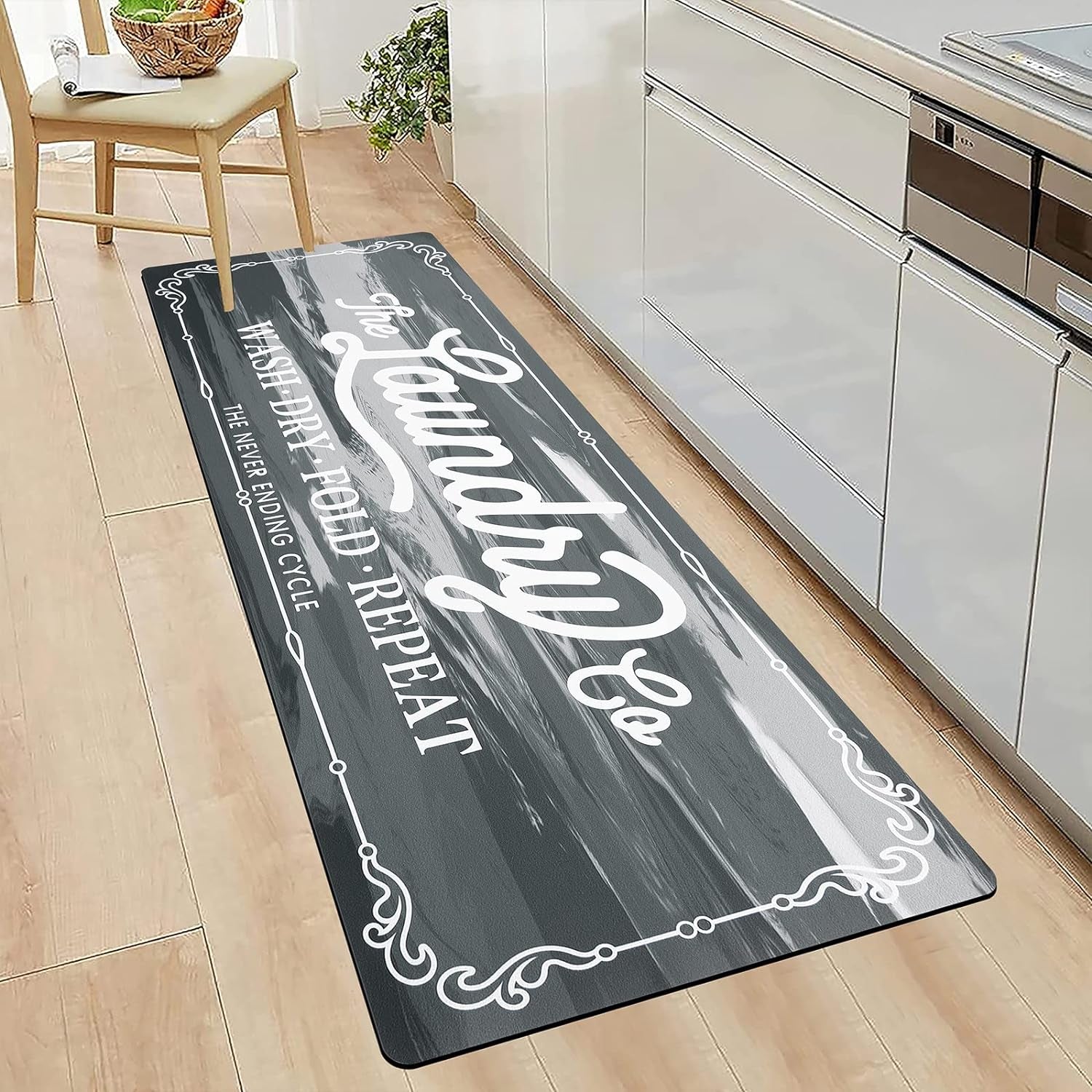 Farmhouse Laundry Room Rug Runner 20"X48" Rubber Non Slip Kitchen Mats for Floor Waterproof Laundry Area Rug Washable Floor Carpet Runner for Entryway Bathroom Hallway Mudroom