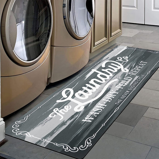 Farmhouse Laundry Room Rug Runner 20"X48" Rubber Non Slip Kitchen Mats for Floor Waterproof Laundry Area Rug Washable Floor Carpet Runner for Entryway Bathroom Hallway Mudroom