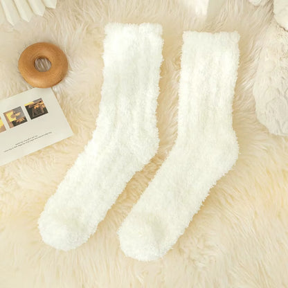 Autumn Winter Coral Velvet Socks Cute Cat Claw Socks for Women Children Girls Middle Tube Thickened Sleep Socks Home Floor Socks